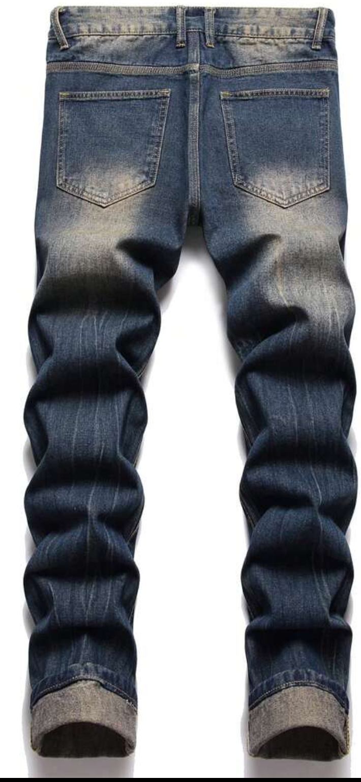 Bear Letter Ripped Denim Jeans